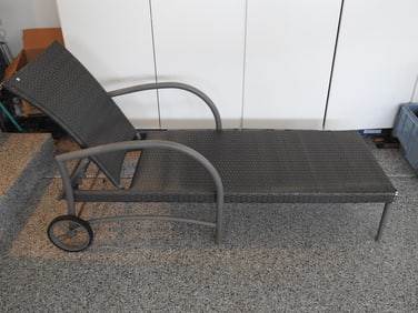 Faux Rattan Lounge Chair with Metal Frame