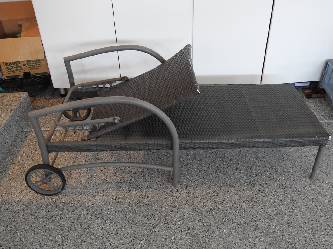 Faux Rattan Lounge Chair with Metal Frame - 3