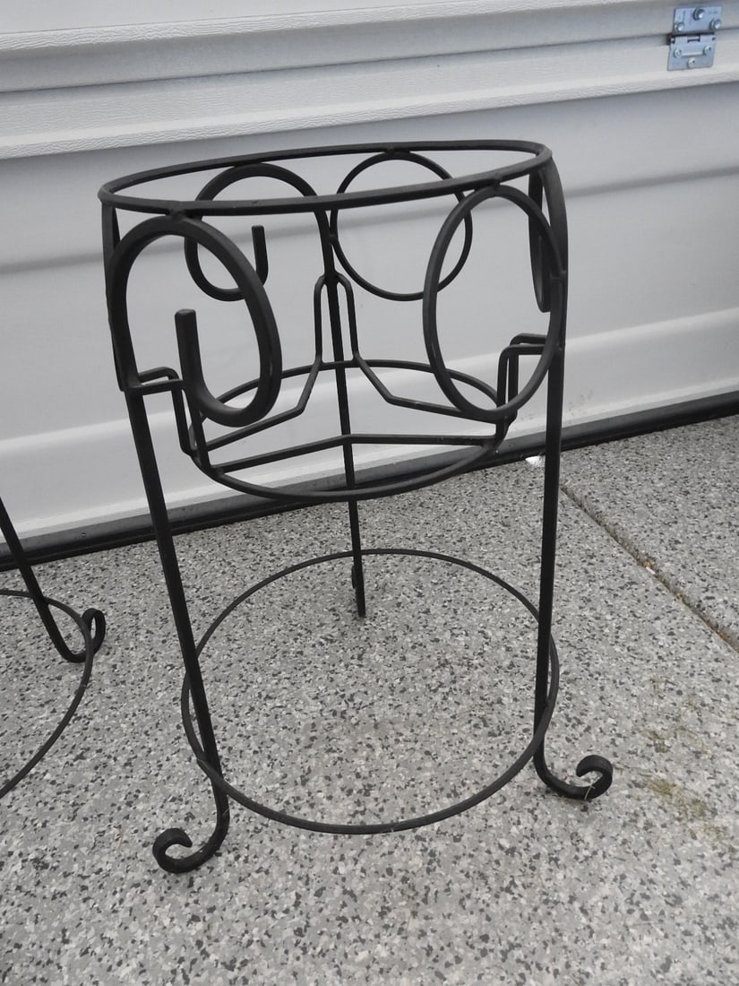 Pair of Black Metal Plant Stands - 4