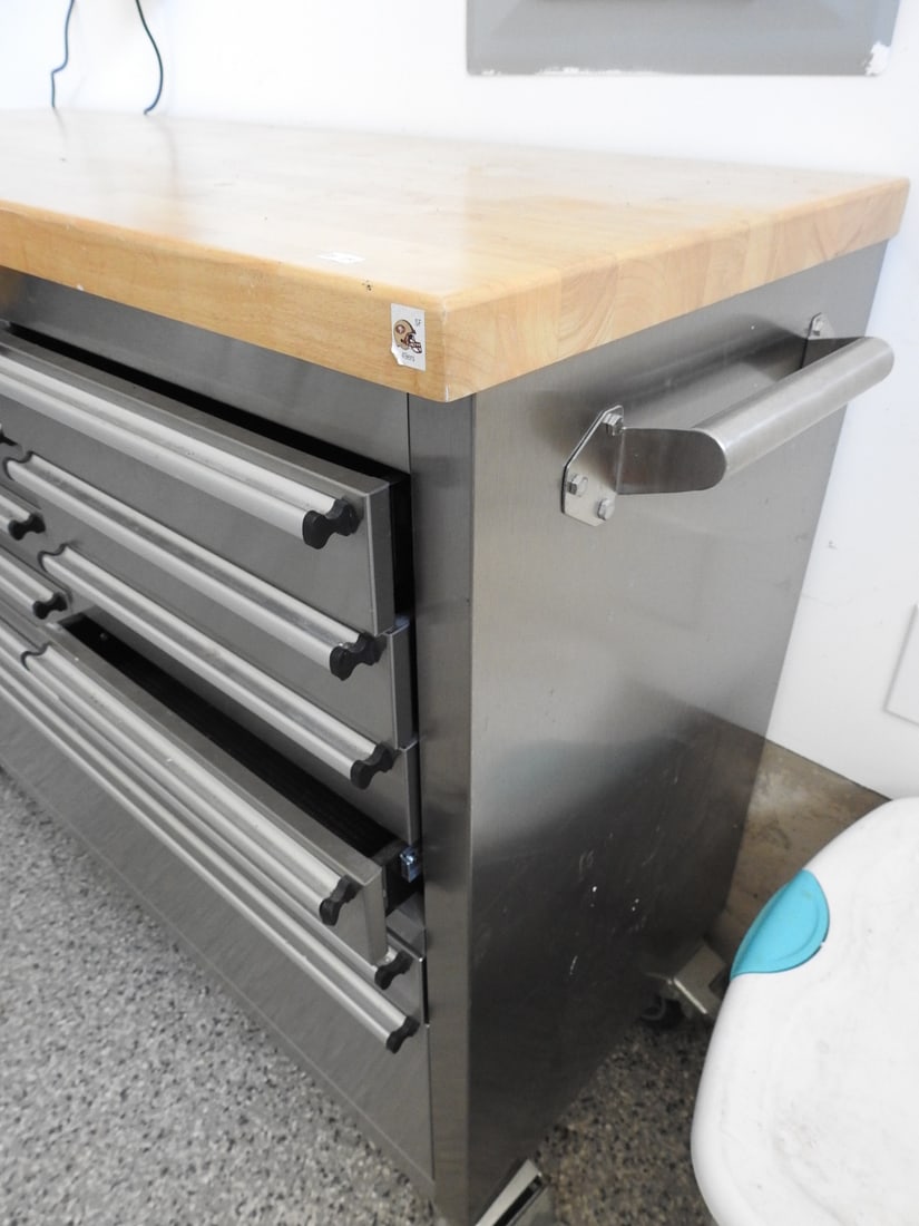 Steel Workbench Tool Chest with Solid Top - 5