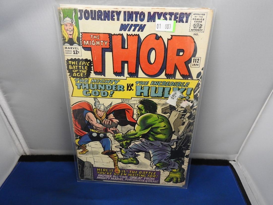 Journey Into Mystery #112 - Thor vs. Hulk - Jack Kirby Cover: Original Journey Into Mystery #112 featuring the classic Thor vs. Hulk battle cover. Visible age-related wear, edge/corner wear and spine wear; see photos.