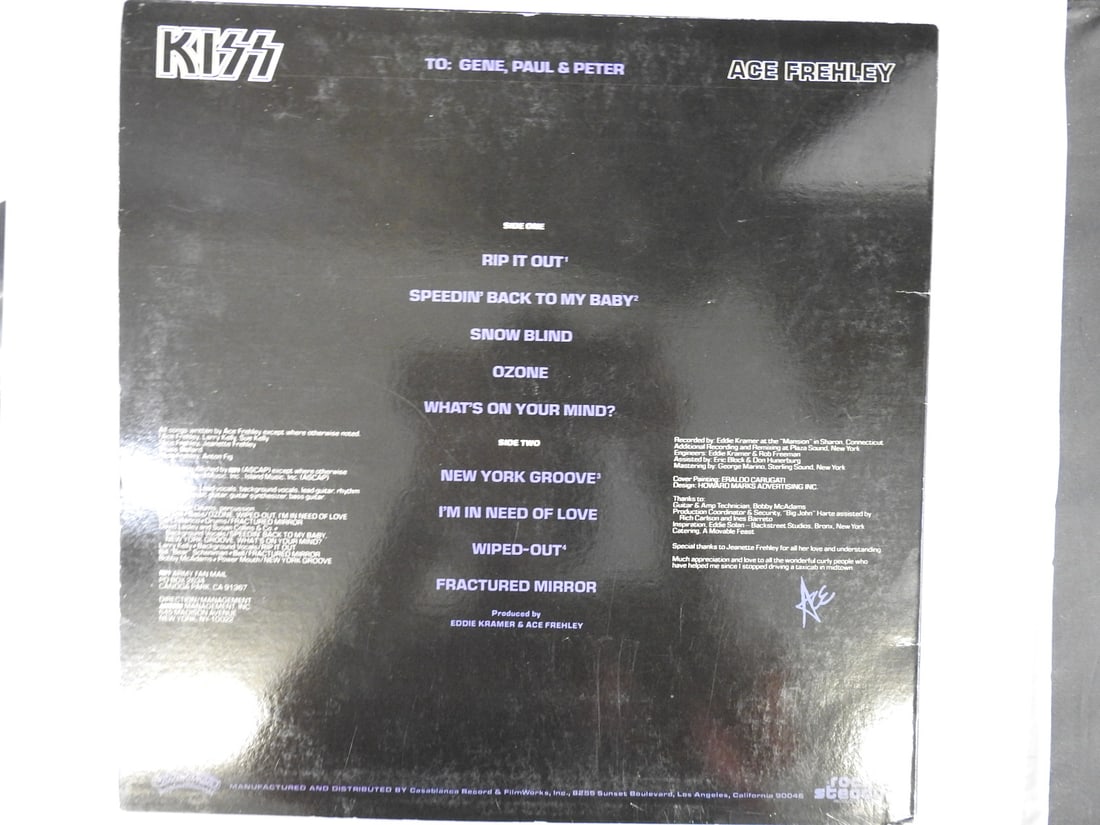 KISS Ace Frehley 1978 Solo Vinyl LP with Poster - 2