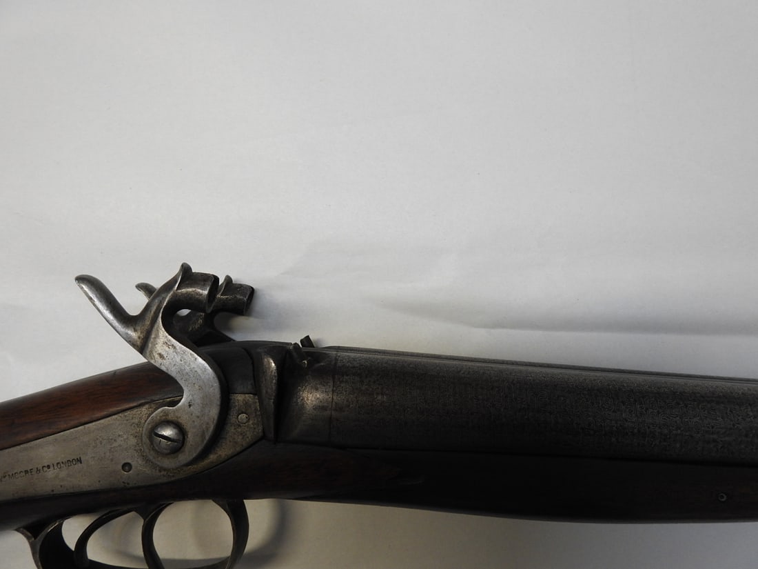 Wm. Moore & Co. London Double-Barrel Percussion Shotgun – Damascus - 2