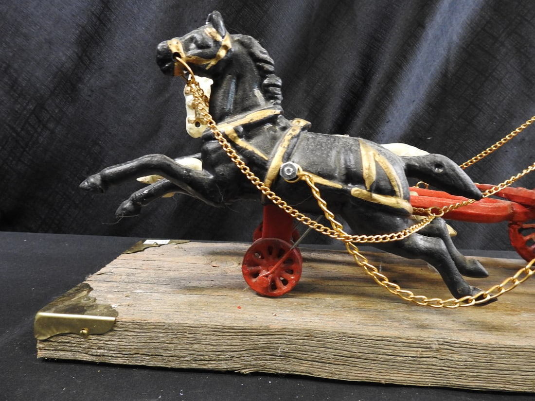 Pair of Cast-Iron Horse-Drawn Fire Apparatus Models - 13