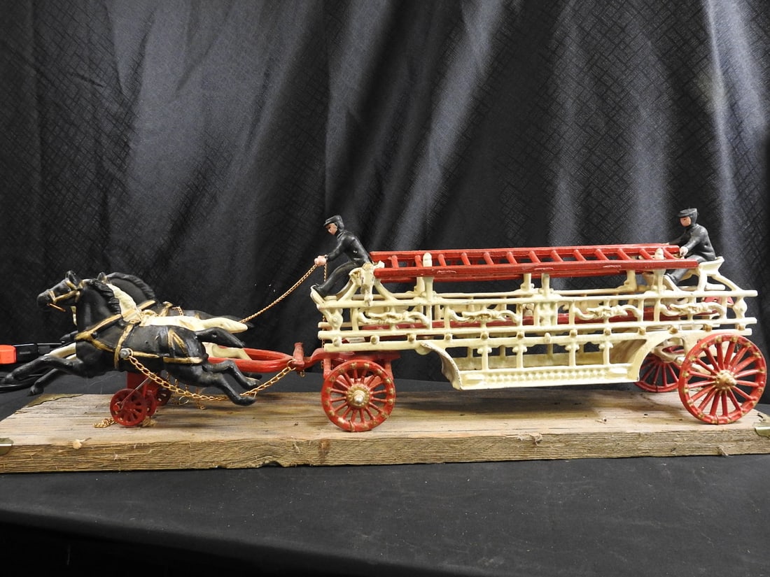Pair of Cast-Iron Horse-Drawn Fire Apparatus Models - 5
