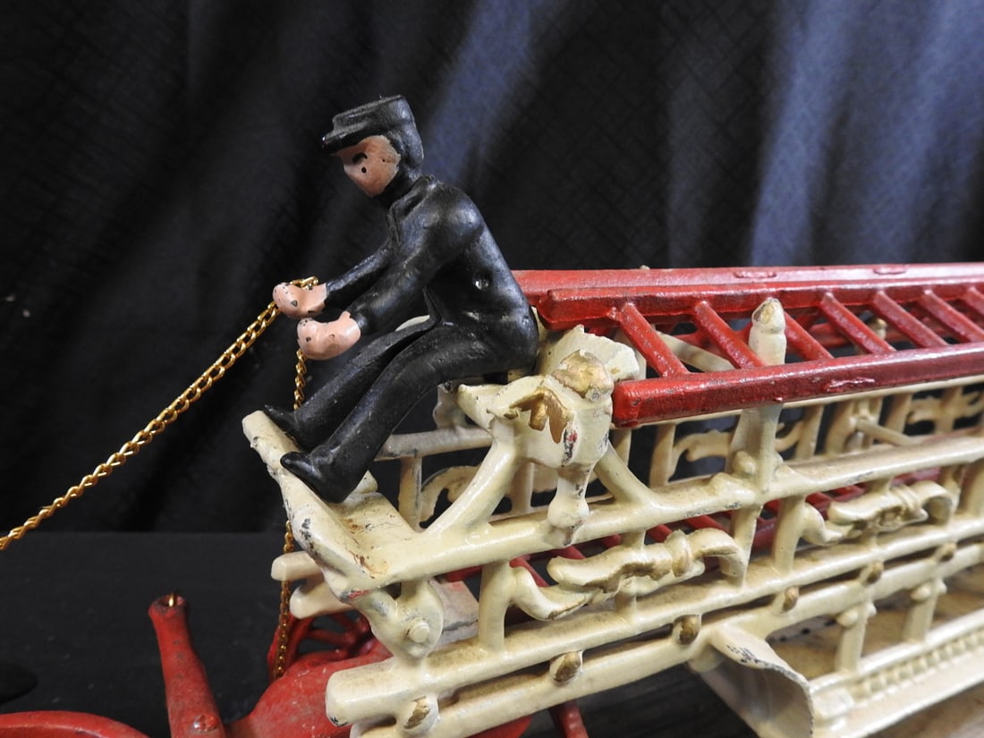 Pair of Cast-Iron Horse-Drawn Fire Apparatus Models - 6