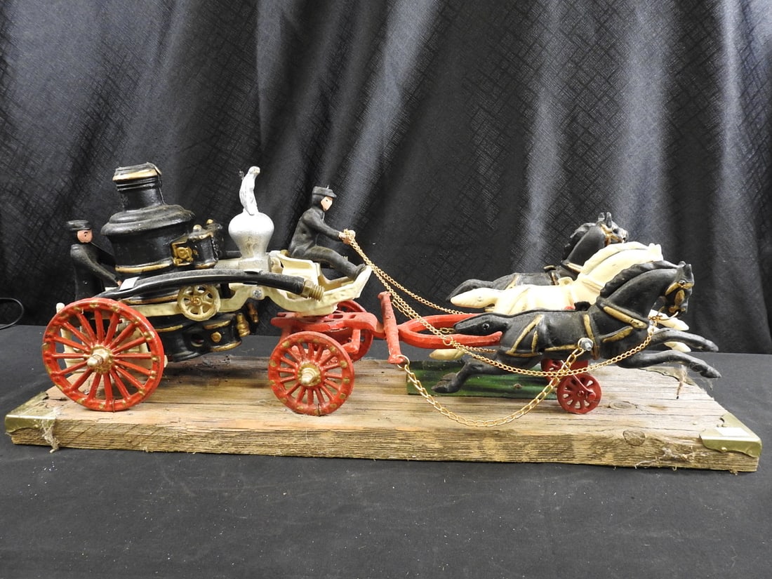 Pair of Cast-Iron Horse-Drawn Fire Apparatus Models - 8