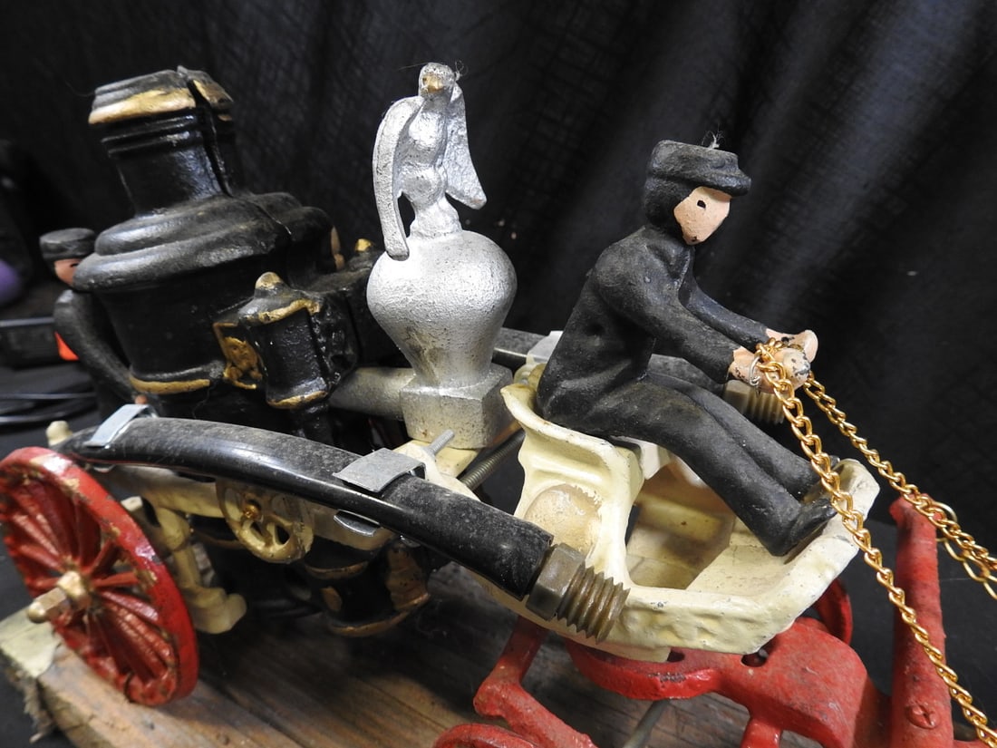 Pair of Cast-Iron Horse-Drawn Fire Apparatus Models - 9