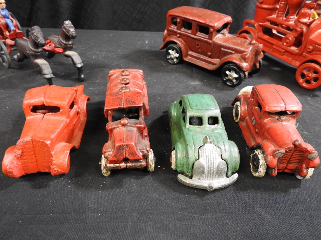 Cast-Metal Firefighting and Automobile Toy Lot - 10