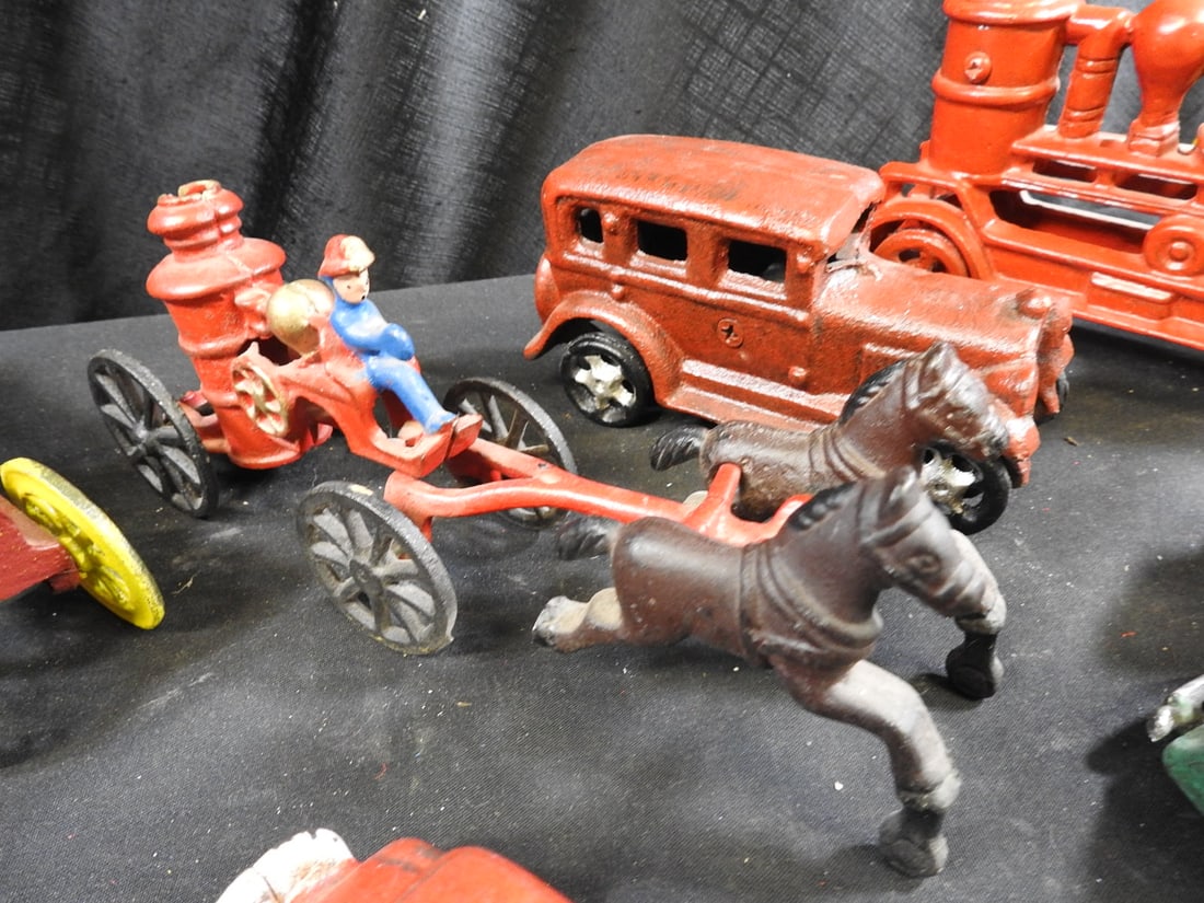 Cast-Metal Firefighting and Automobile Toy Lot - 4