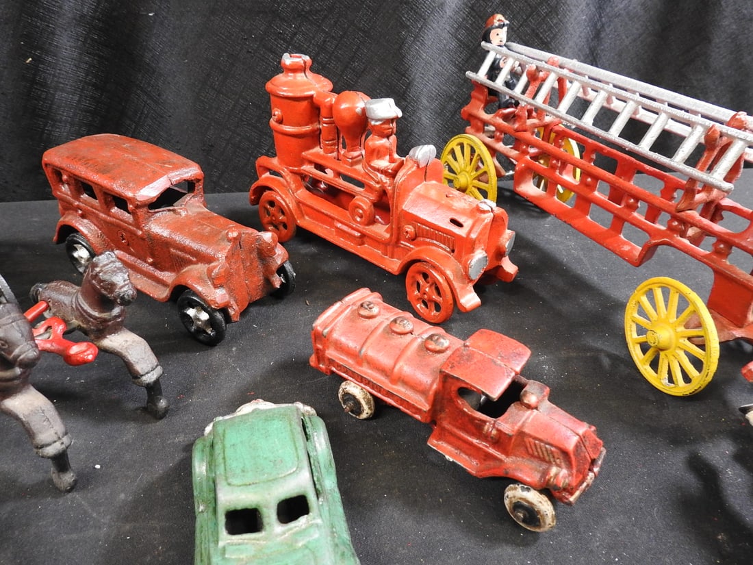 Cast-Metal Firefighting and Automobile Toy Lot - 5
