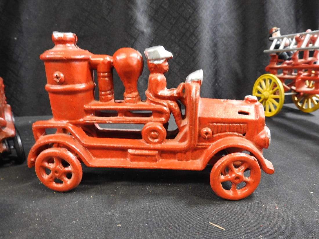 Cast-Metal Firefighting and Automobile Toy Lot - 7