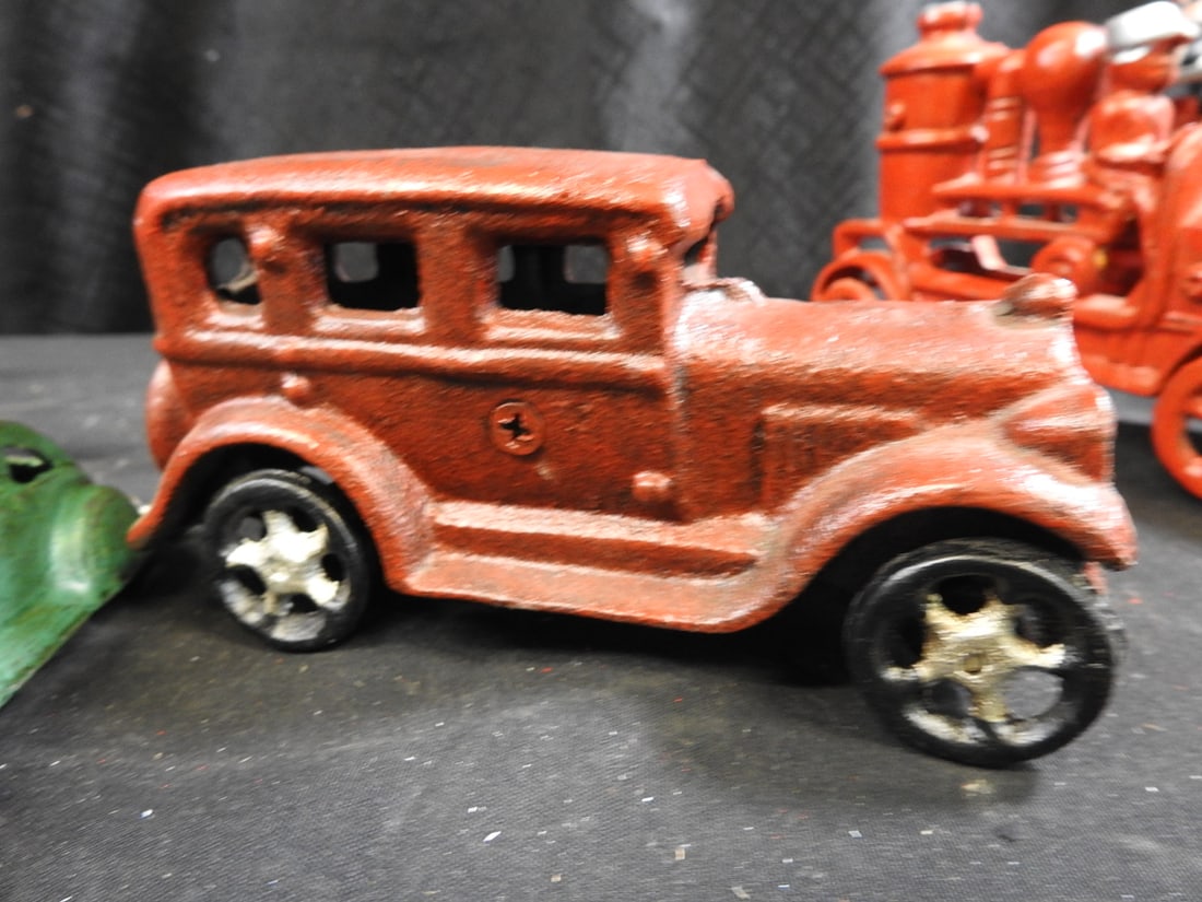 Cast-Metal Firefighting and Automobile Toy Lot - 8