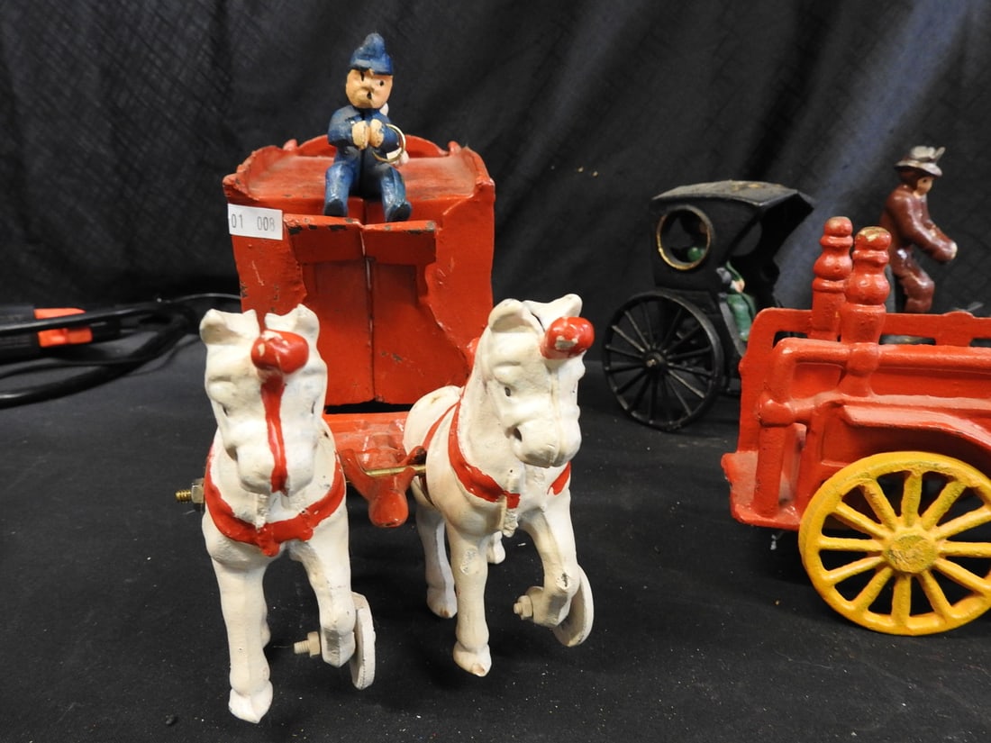 Cast-Iron Cars and Horse-Drawn Wagons, Lot of 7 - 2