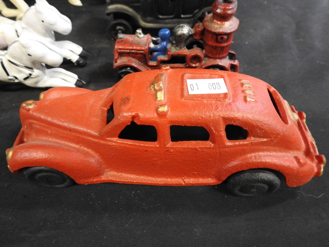 Cast-Iron Cars and Horse-Drawn Wagons, Lot of 7 - 3