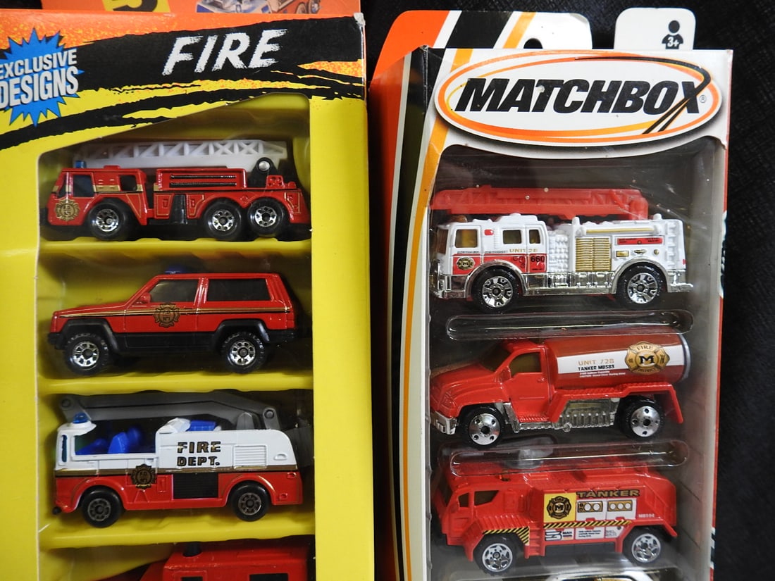 Hot Wheels and Matchbox Ford and Fire Vehicle Gift Packs, Lot of 4 - 4