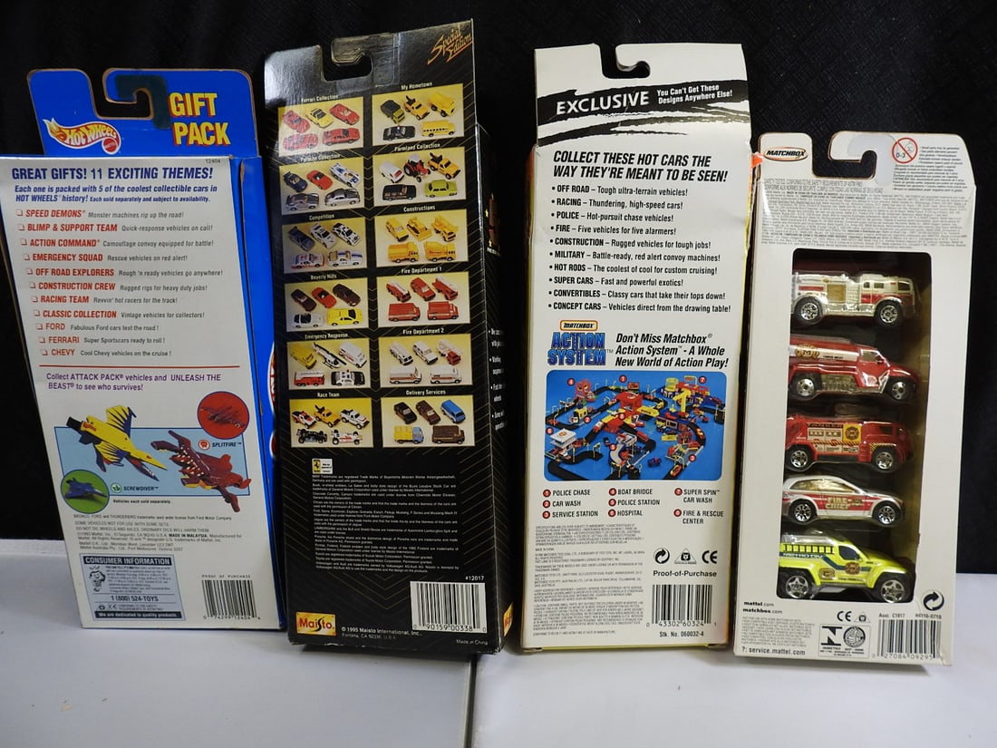 Hot Wheels and Matchbox Ford and Fire Vehicle Gift Packs, Lot of 4 - 6