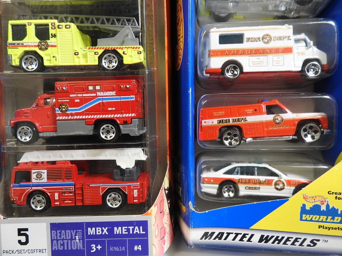 Matchbox and Hot Wheels Fire and Rescue Sets, Lot of 4 - 5