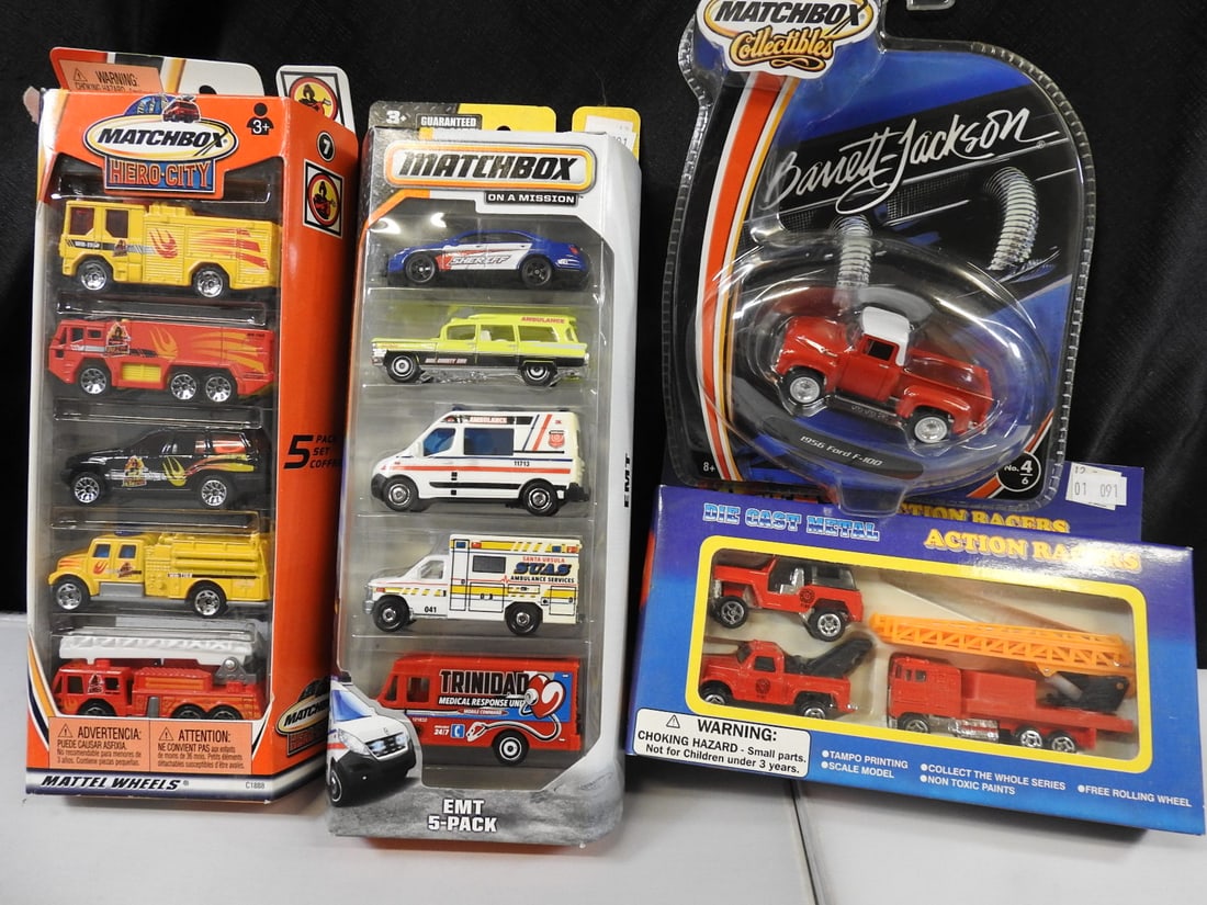 Matchbox Fire Sets and 1956 Ford F-100, Lot of 4 Packages (1 of 7)