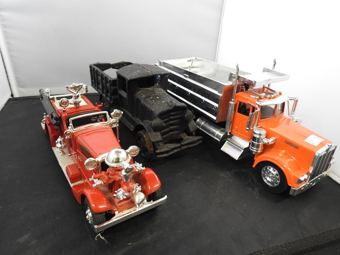 Dump Truck and Vintage Fire Truck Models, Lot of 3 (1 of 11)