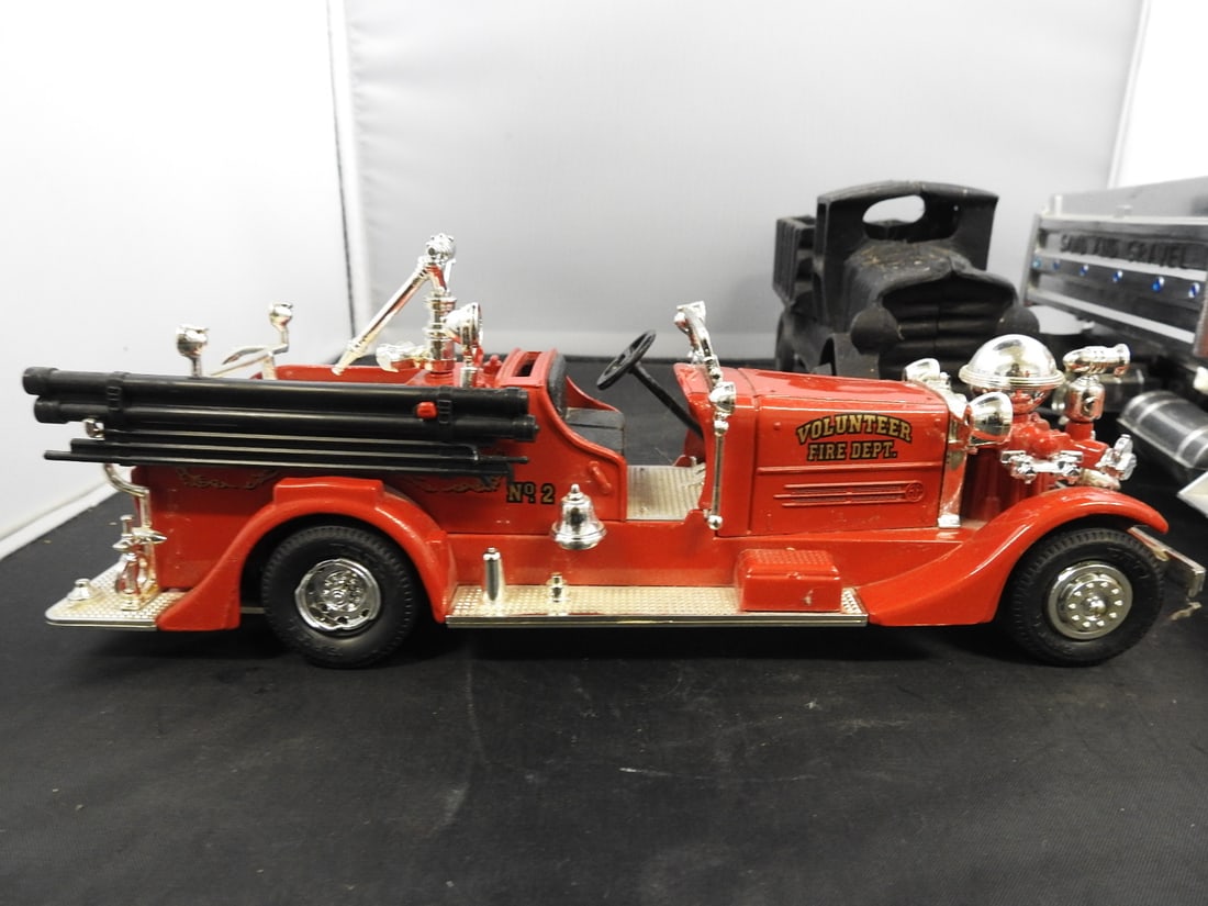 Dump Truck and Vintage Fire Truck Models, Lot of 3 - 6