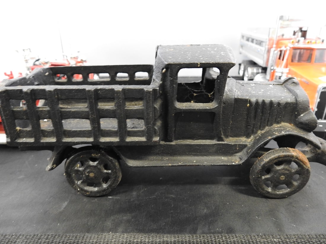 Dump Truck and Vintage Fire Truck Models, Lot of 3 - 8
