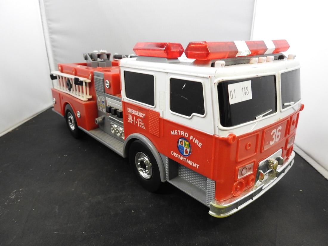 Two Large Plastic Fire Trucks and Loose Fire Vehicle Lot - 4