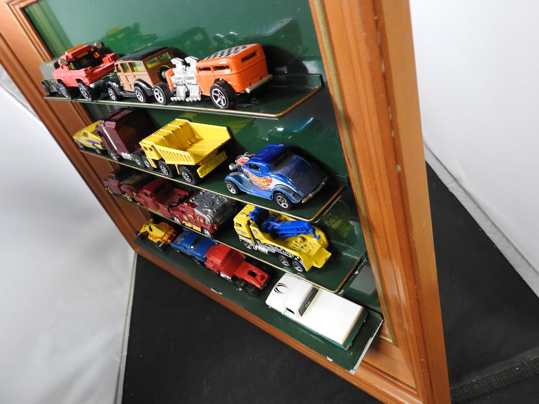 Wood-Framed Display Case with Die-Cast Vehicles - 3