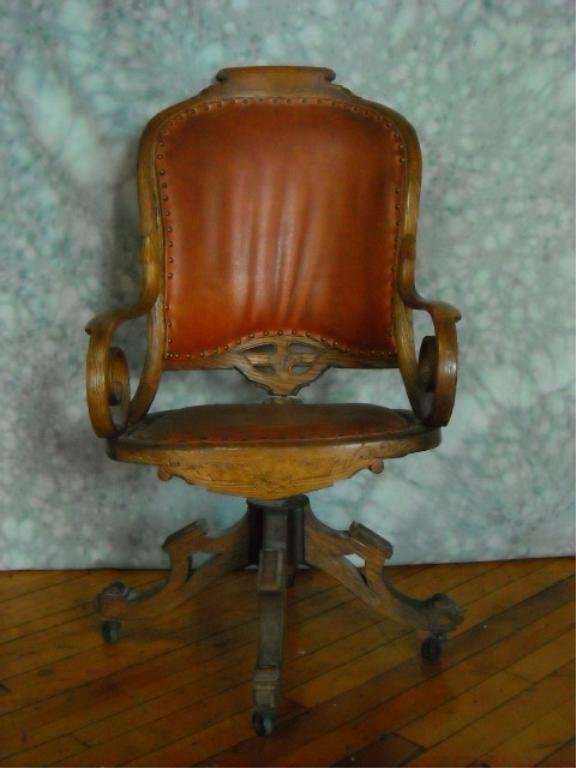 Oak Bentwood Victorian Swivel Office Chair