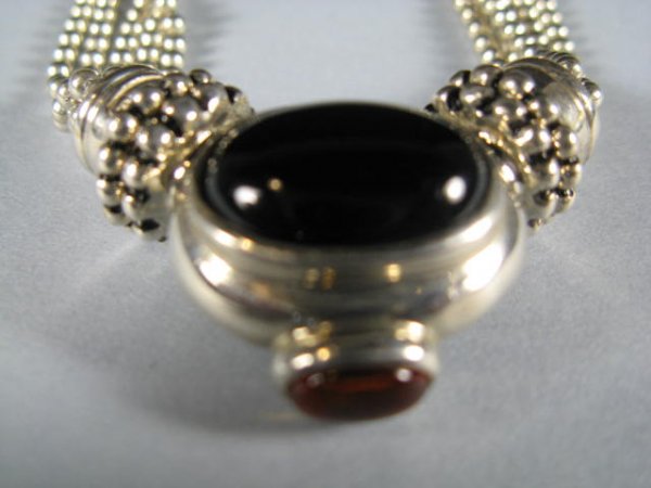 Sterling Silver Necklace With Stone Pendant - 2