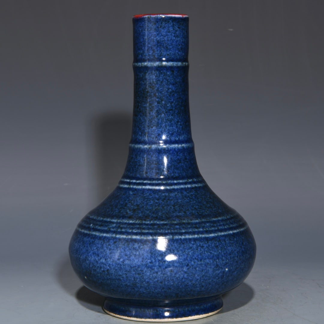 An Exquisite Chinese snowflake blue with red string pattern vase - 4