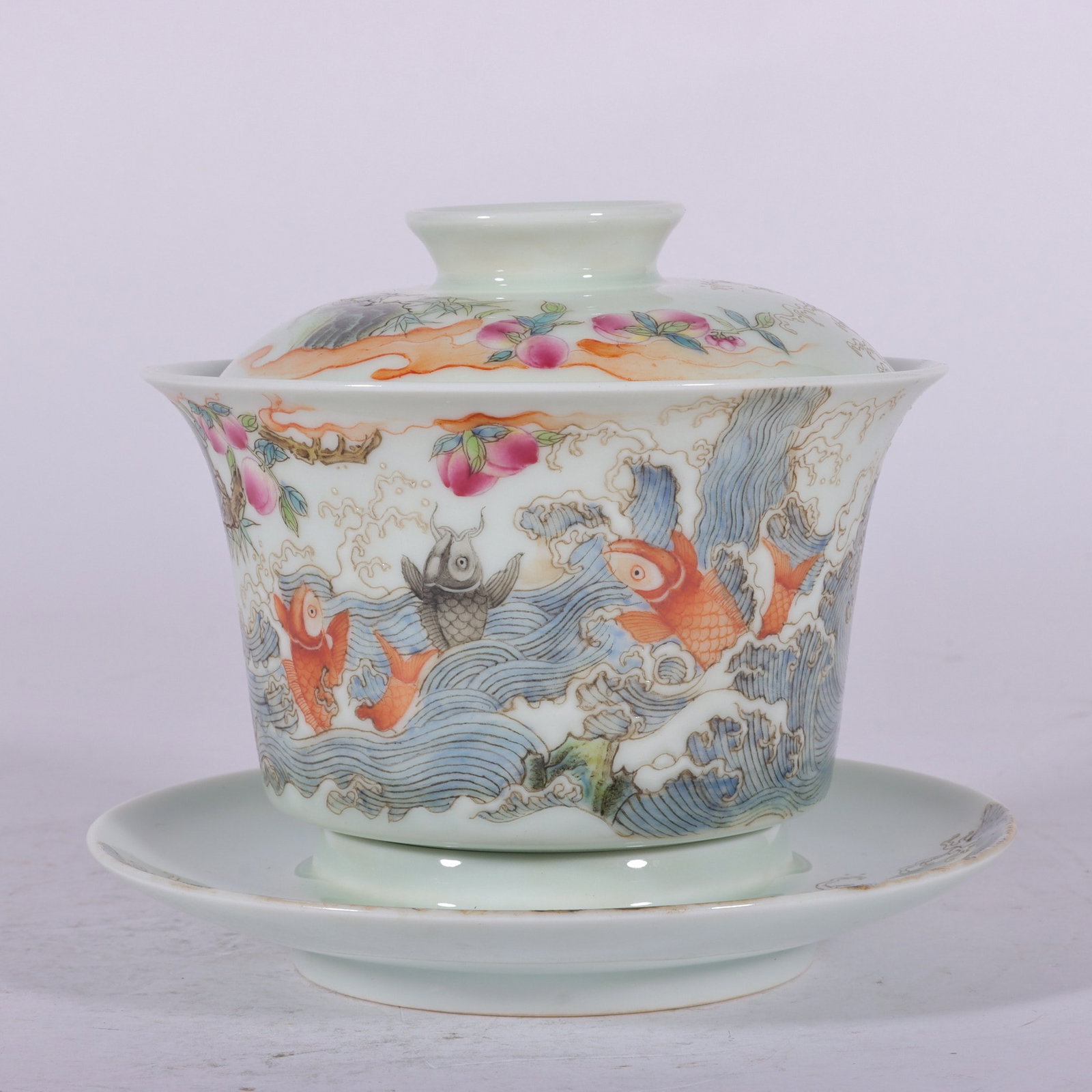 An Exquisite Chinese three-story tureen with carp leaping over the dragon's gate (1 of 8)