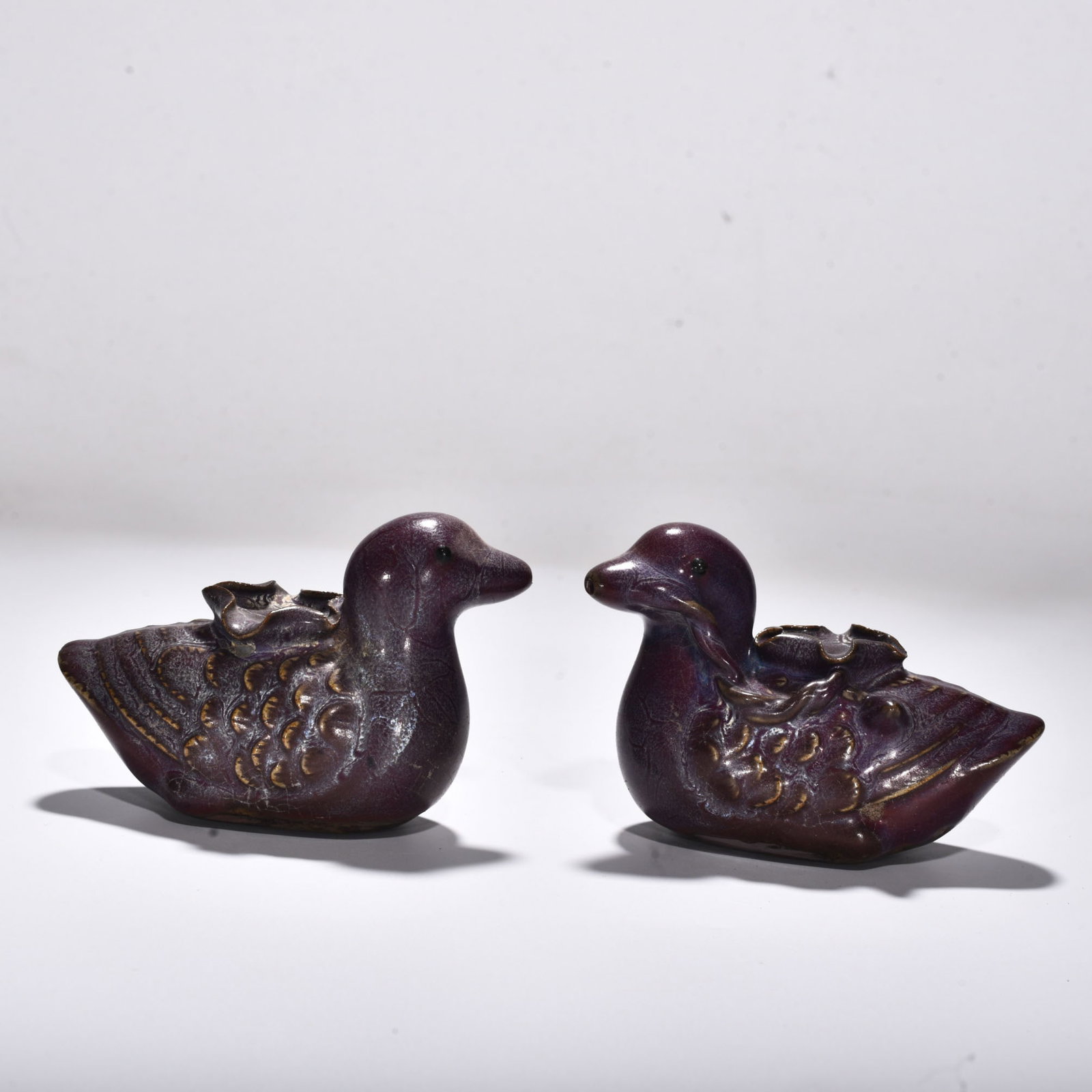 An Exquisite Chinese Jun kiln rose purple glaze mandarin duck inkstone