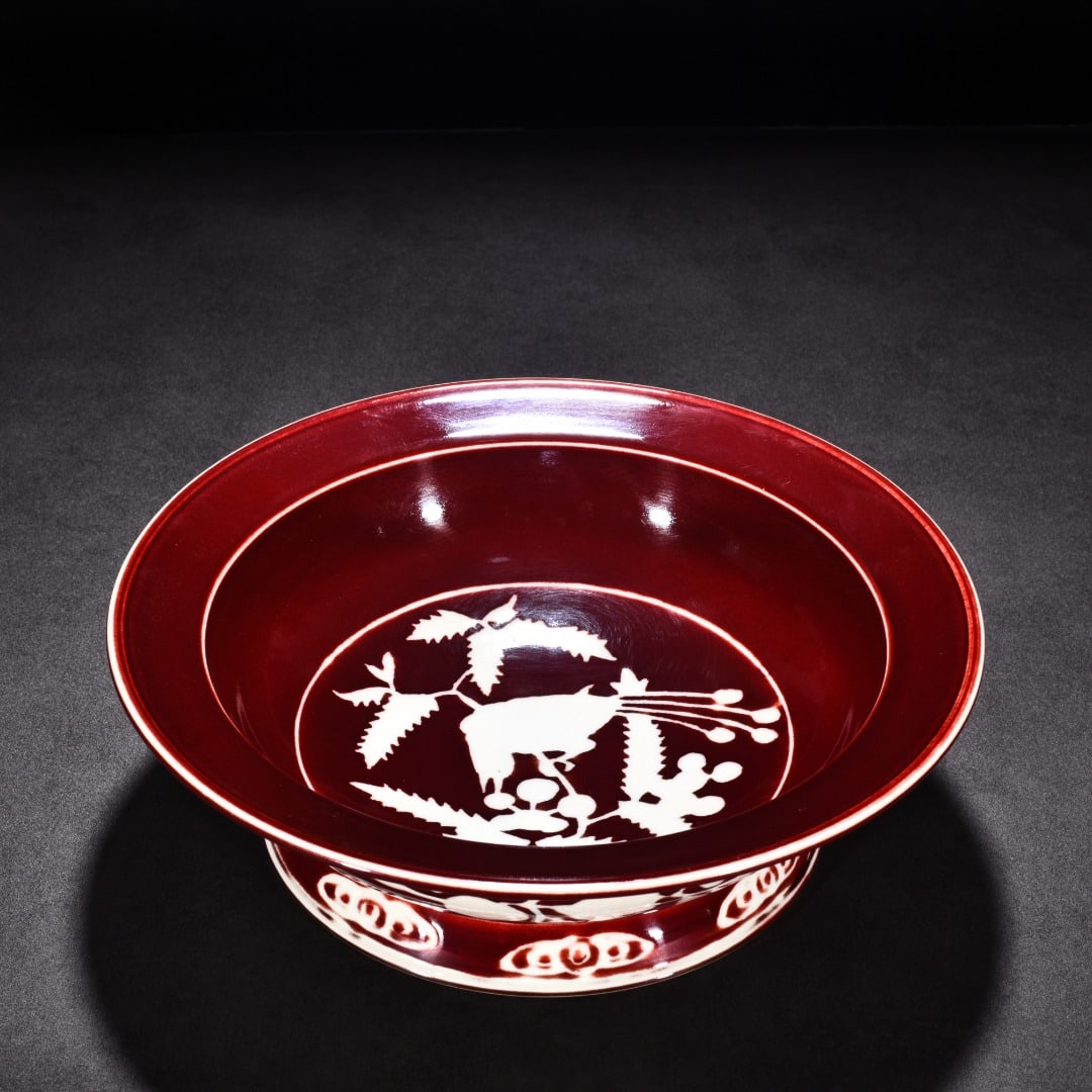 An Exquisite Chinese ruby ??red glaze fruit plate - 4