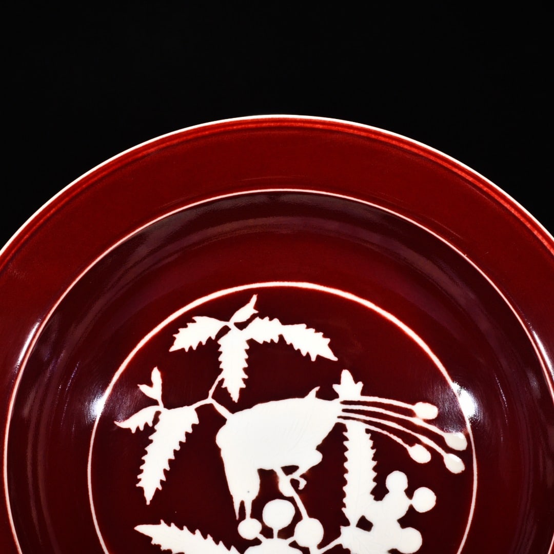 An Exquisite Chinese ruby ??red glaze fruit plate - 6