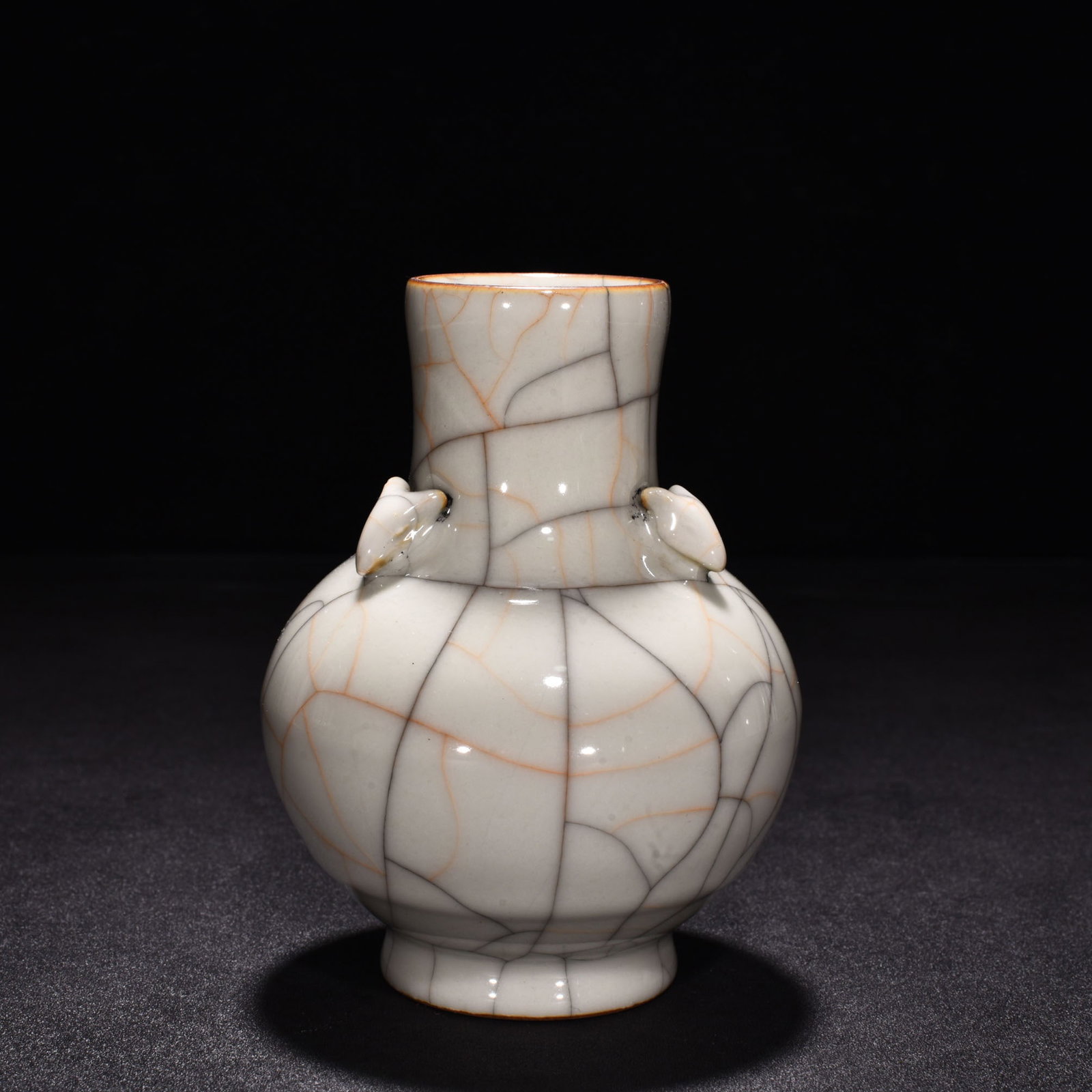 An Exquisite Chinese sustenance Ge Kiln three-goat vase: Size: Height 12.5 cm - Diameter 8 cm |Materials: Porcelain |Style Dynasty: Ming Dynasty |Attributed: changhua |Object: vase