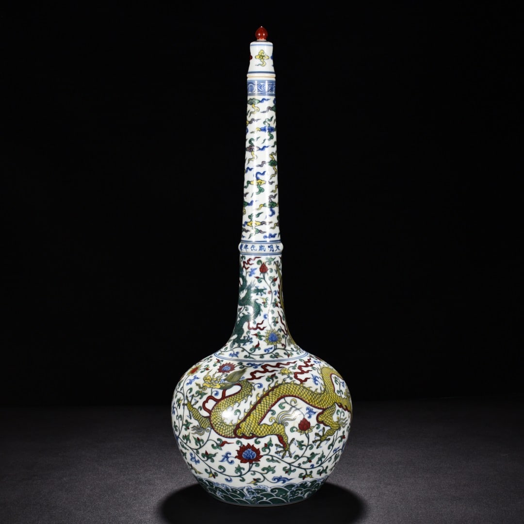 An Exquisite Chinese Doucai vase with flowerAnd dragon pattern (1 of 9)