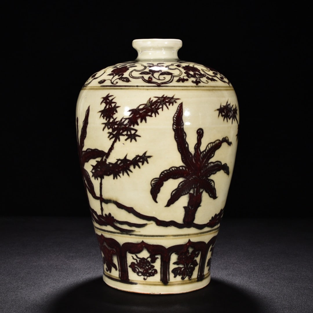 An Exquisite Chinese underglaze red bamboo plum vase: Size: Height 32.5 cm - Diameter 22 cm |Materials: Porcelain |Style Dynasty: Ming Dynasty |Attributed: Yongle |Object: vase