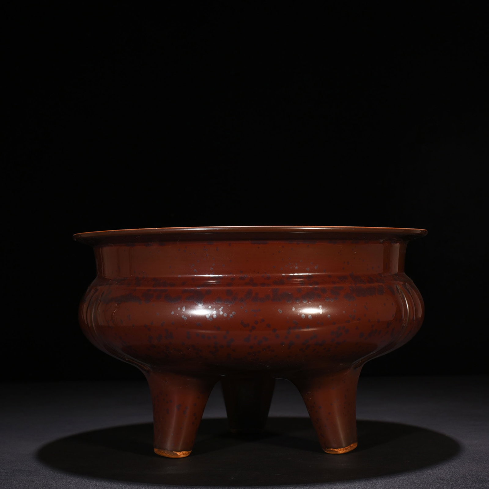 An Exquisite Chinese Purple Gold Glazed Three-legged Li-type Burner (1 of 7)