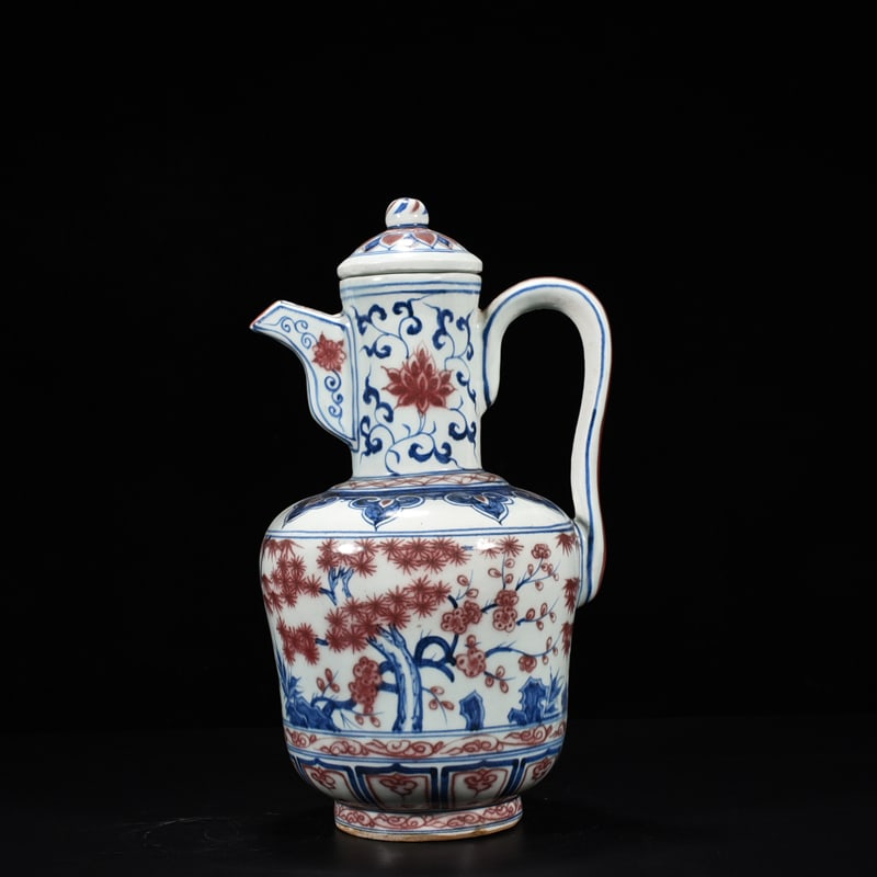 An Exquisite Chinese blue and white underglaze red pine bamboo and plum pattern jar: Size: Height 34 cm - Width 19 cm |Materials: Porcelain |Style Dynasty: Yuan dynasty |Attributed: 13th-c |Object: jar
