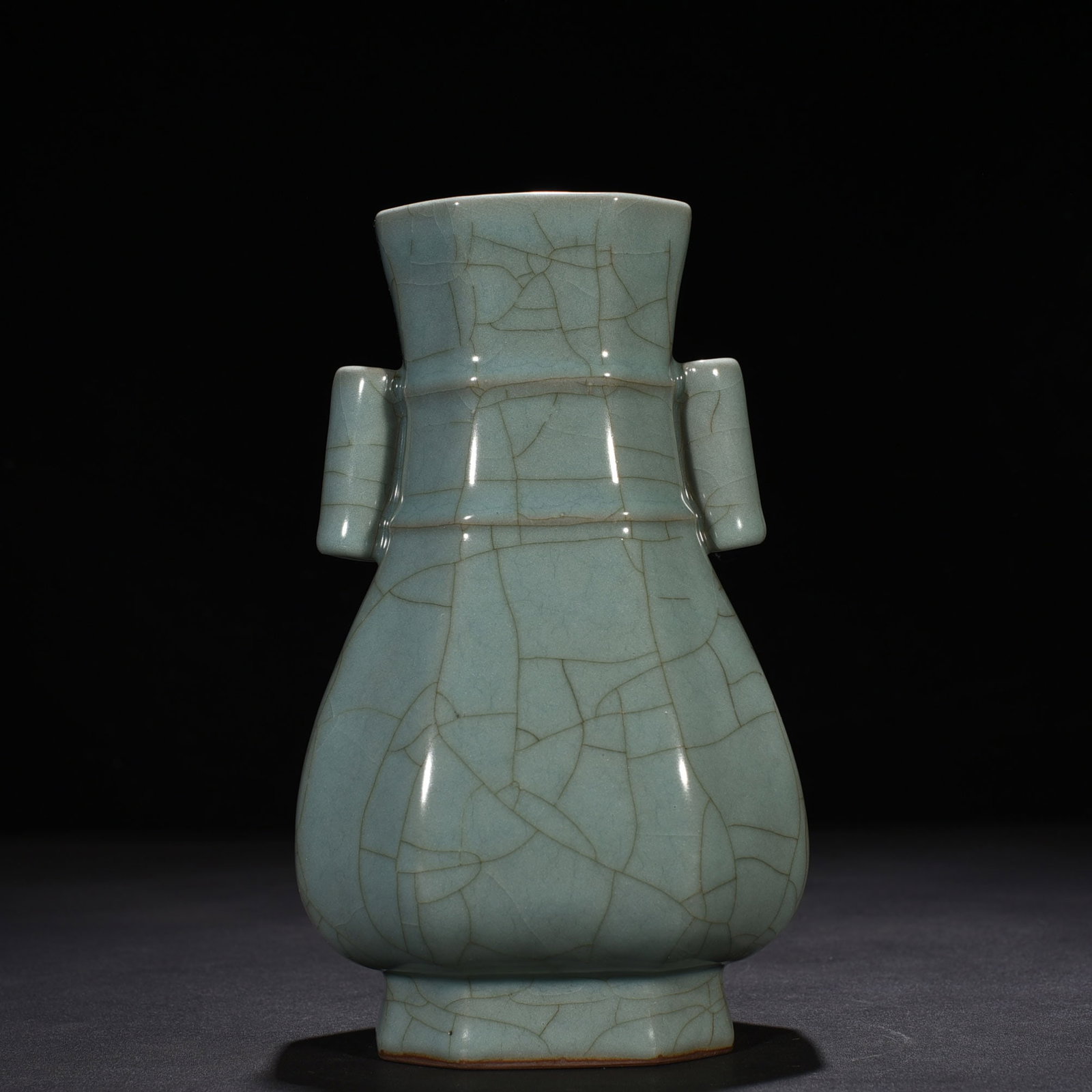 An Exquisite Chinese Guan Kiln Bafang ear vase: Size: Height 23 cm - Width 11 cm |Materials: Porcelain |Style Dynasty: Song dynasty |Attributed: 10th-c |Object: vase