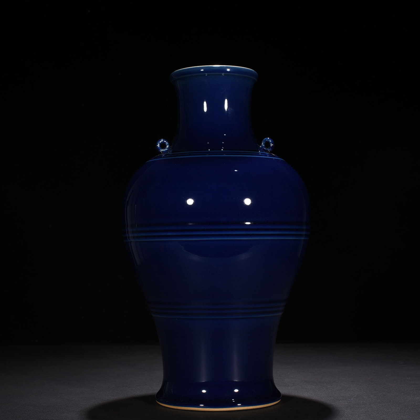 An Exquisite Chinese Festival Blue Glaze Three Series Zun: Size: Height 40 cm - Width 24 cm |Materials: Porcelain |Style Dynasty: Qing dynasty |Inscription: Qianlong Mark |Object: vase
