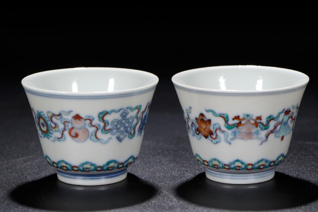 An Exquisite Chinese blue and white eight treasure cup: Size: Height 4.8 cm - Width 6.5 cm |Materials: Porcelain |Style Dynasty: Qing dynasty |Inscription: yongzheng Mark |Object: Chinese Antique