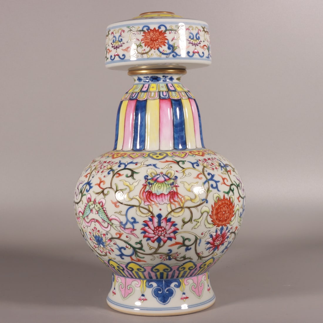 An Exquisite Chinese Doucai lotus and eight treasure spray vase: Size: Height 28.5 cm - Width 17 cm |Materials: Porcelain |Style Dynasty: Qing dynasty |Inscription: Qianlong Mark |Object: Chinese Antique