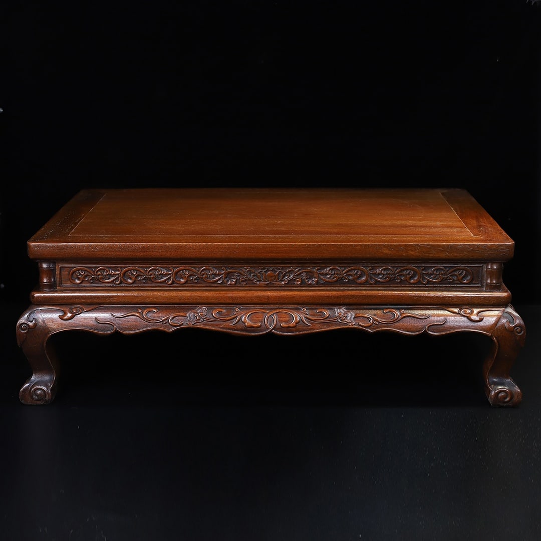 An Exquisite Chinese Rosewood carved lotus kang tea table household ornaments: Size: Width 68 cm - Height 23 cm Materials: Rosewood Style Dynasty: Qing Dynasty Attributed: Qinalong Period Object: Chinese Antique