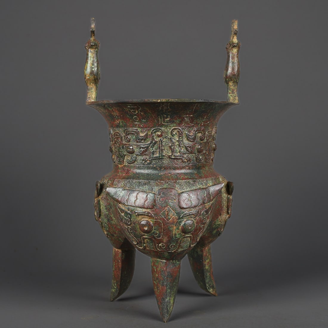 An Exquisite Chinese Bronze animal faced standing bird tree: Size: Height 32 cm - Width 19 cm |Materials: Bronze |Style Dynasty: zhou dynasty |Attributed: 700-bc |Object: Chinese Antique