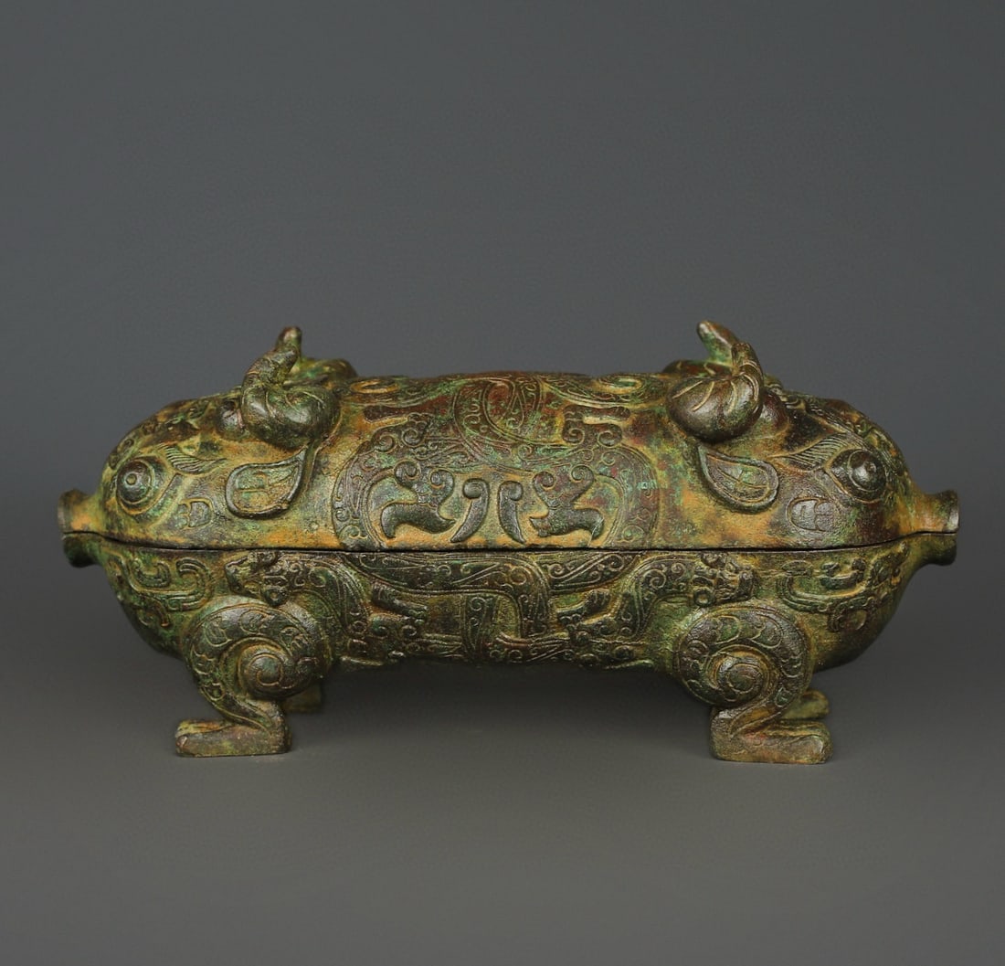 An Exquisite Chinese Bronze double beast