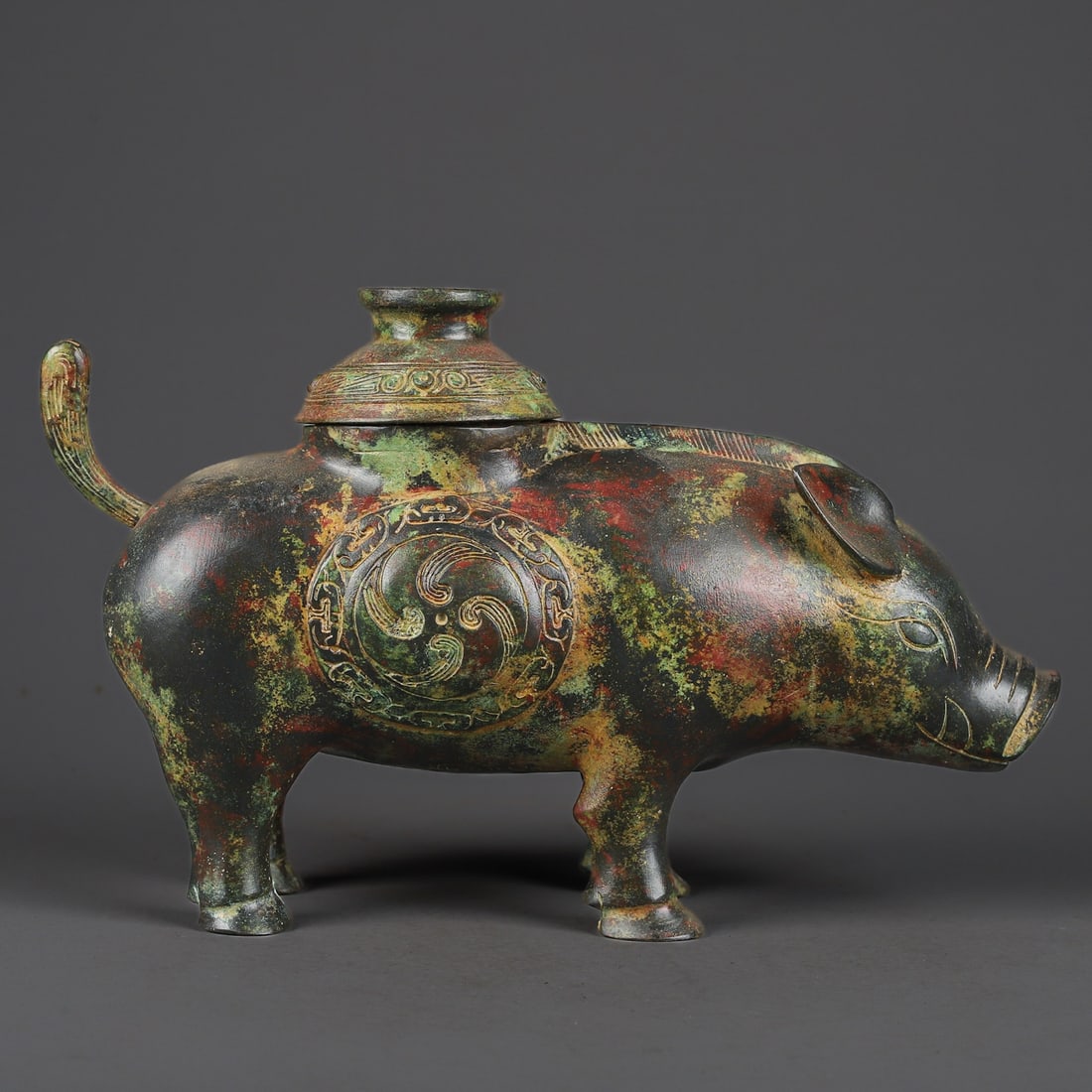 An Exquisite Chinese Bronze Pig Zun
