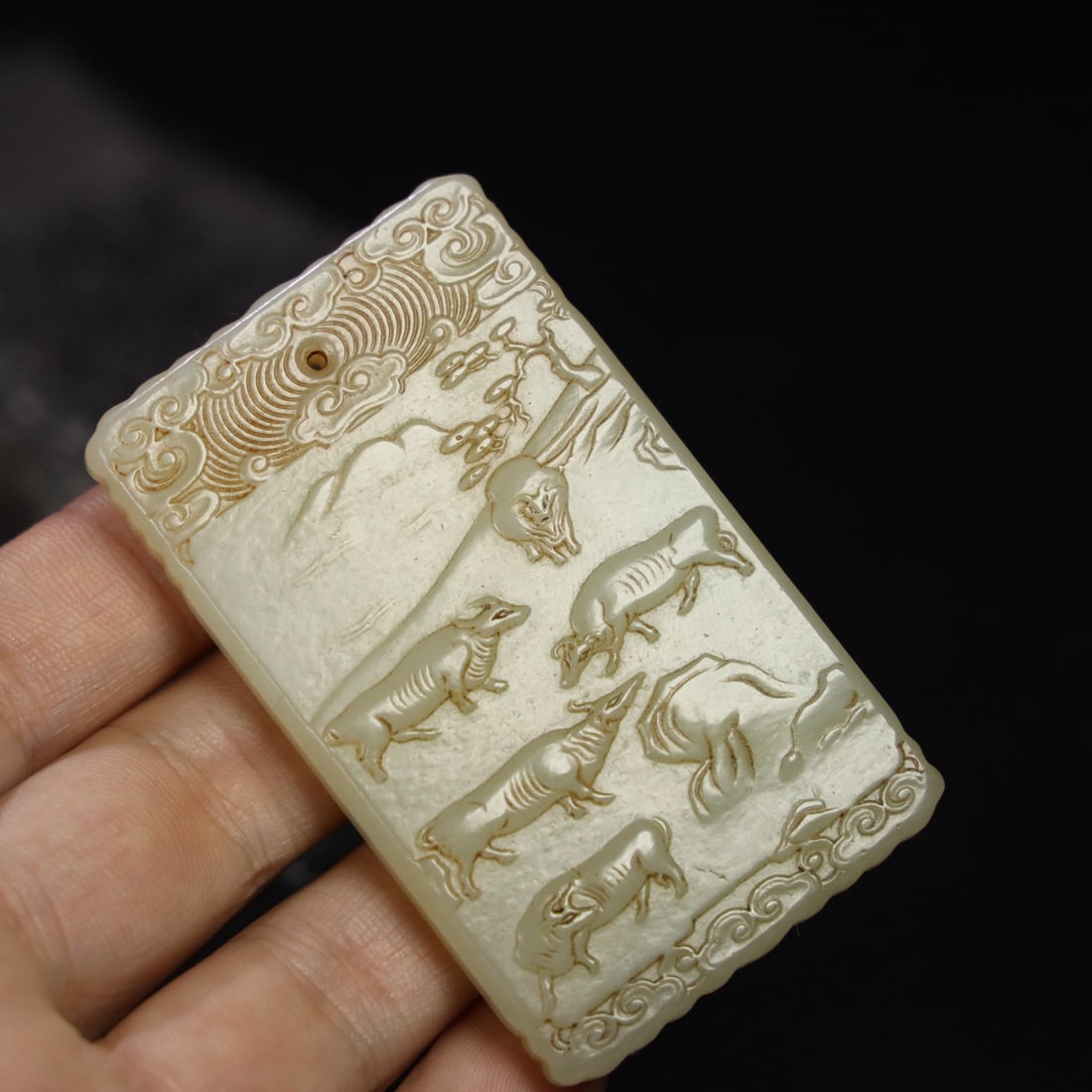 Chinese Natural Jade Carved Plaque (1 of 9)