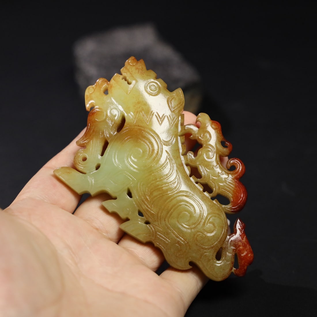 Chinese Natural Jade Carved tiger Pendant: Size: Height 10.3 cm - Width 6.4 cm |Materials: Jade |Time Period: Qing dynasty |Manufactured Date: Qianlong Period |Object: tiger pendant